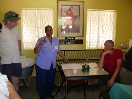 day4009 Sr Muriel briefs all the volunteers before a walking tour of the township